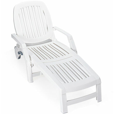 white resin chaise lounges