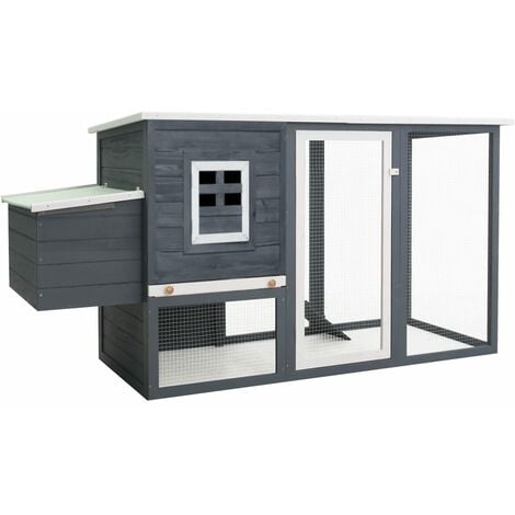 Outdoor Chicken Cage Hen House with 1 Egg Cage Grey Wood vidaXL