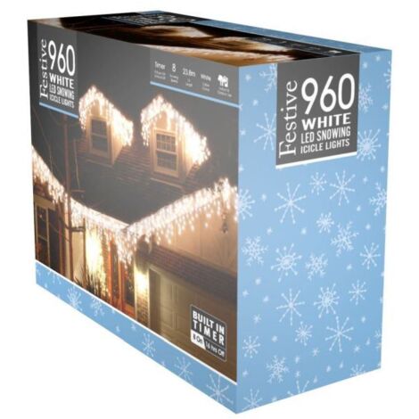 Outdoor Christmas Lights - White - 960 LED Lights (P036801)