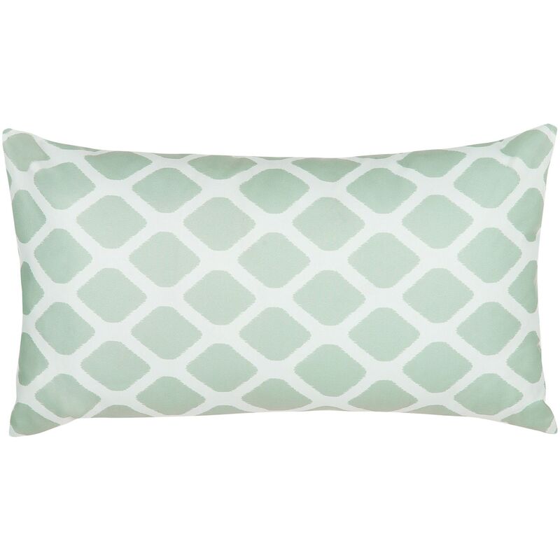 Beliani - Water Resistant Outdoor Garden Pillow Mint Green with White Geometric 40 x 70