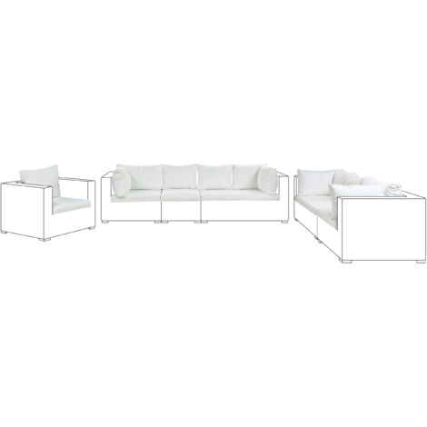 Outdoor Cushion Cover Set for Lounge Set Zippered Cream White Maestro II