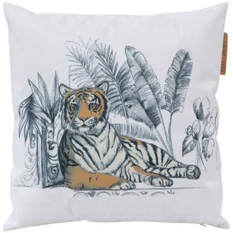 Outdoor Deko-Kissen Maoria Tigermotiv 40 x 40cm aus Polyester - Hespéride