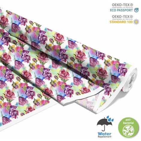 OUTDOOR DEKOSTOFFE OXFORD - Motiv aquarell Blumen 3 I DX568