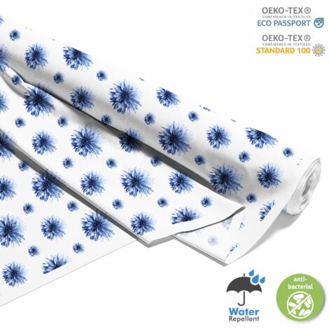 OUTDOOR DEKOSTOFFE OXFORD - Motiv Blaue Dahlie