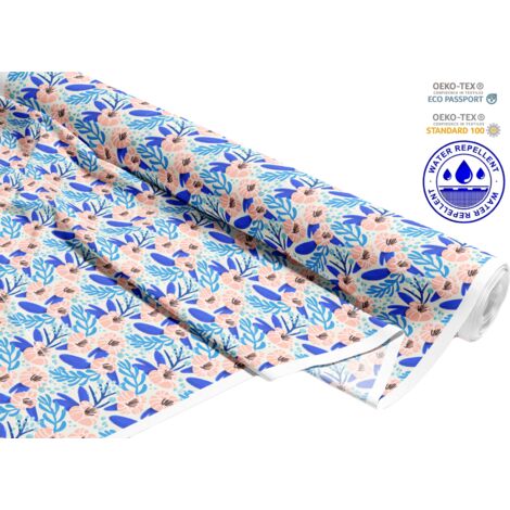 OUTDOOR DEKOSTOFFE OXFORD - Motiv Blumen im Wasser I DR210
