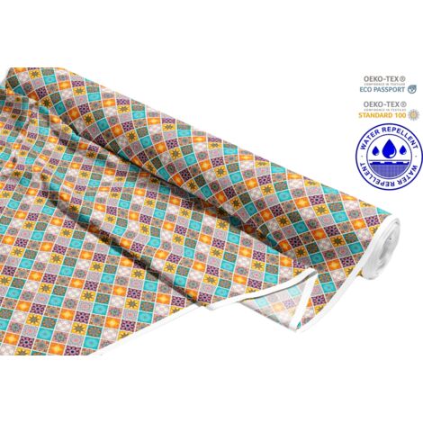 OUTDOOR DEKOSTOFFE OXFORD - Motiv bunt orientalisch kariert I DR058