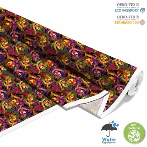 OUTDOOR DEKOSTOFFE OXFORD - Motiv bunte chinesische Drachen
