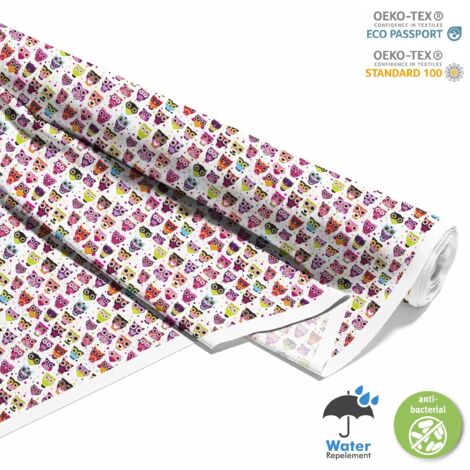 OUTDOOR DEKOSTOFFE OXFORD - Motiv bunte Eulen 2