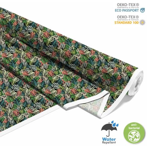 OUTDOOR DEKOSTOFFE OXFORD - Motiv bunte Monsterblätter 2