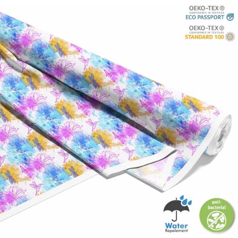 OUTDOOR DEKOSTOFFE OXFORD - Motiv bunte Schmetterlinge, Vögel I DX081
