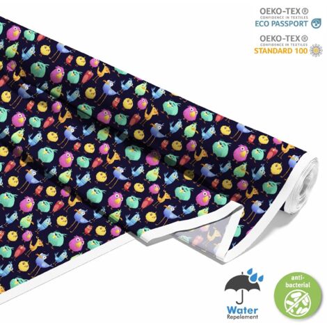 OUTDOOR DEKOSTOFFE OXFORD - Motiv bunte Vögel I DX253