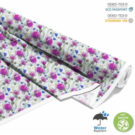OUTDOOR DEKOSTOFFE OXFORD - Motiv Disteln und Blumen 2