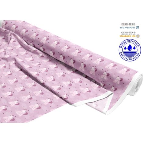 OUTDOOR DEKOSTOFFE OXFORD - Motiv Einhorn auf einem rosa I DR276