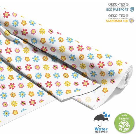 OUTDOOR DEKOSTOFFE OXFORD - Motiv Emoticon-Blumen