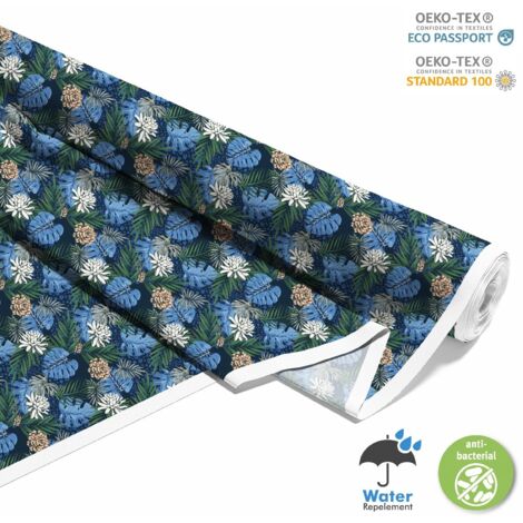 OUTDOOR DEKOSTOFFE OXFORD - Motiv exotische Blätter Lotus I DX310