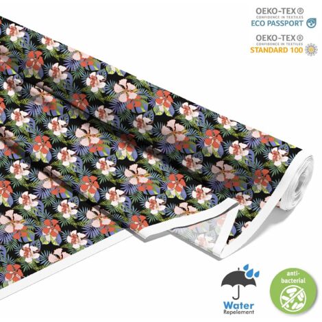 OUTDOOR DEKOSTOFFE OXFORD - Motiv exotische Blumen I DX503