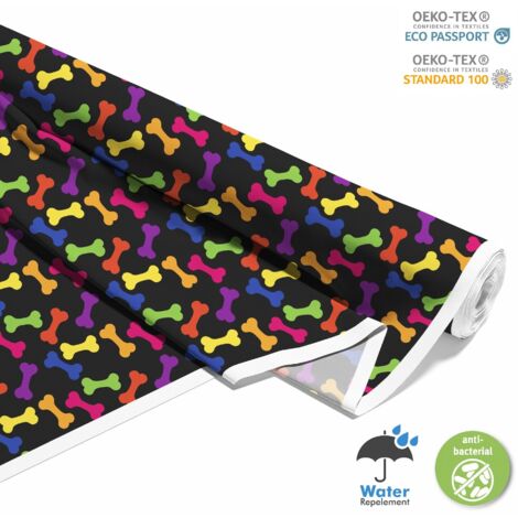 OUTDOOR DEKOSTOFFE OXFORD - Motiv farbige Knochen