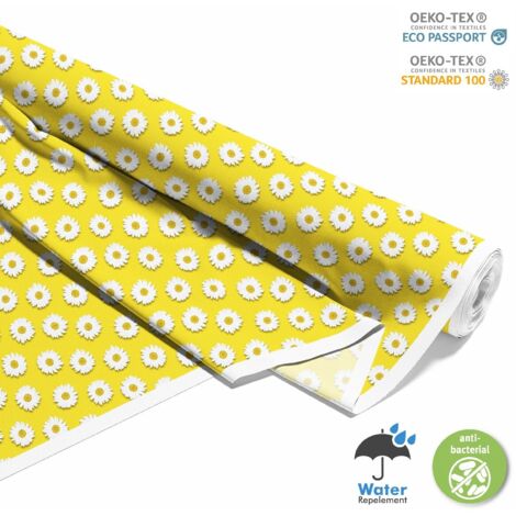 OUTDOOR DEKOSTOFFE OXFORD - Motiv Gänseblümchen auf gelbem I DX627