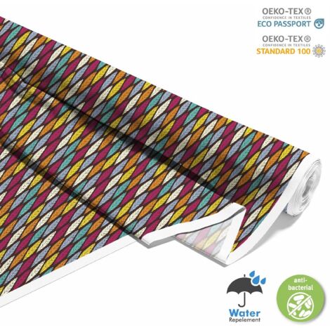 OUTDOOR DEKOSTOFFE OXFORD - Motiv geometrisch Blätter