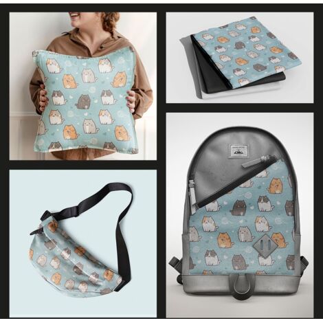 OUTDOOR DEKOSTOFFE OXFORD - Motiv Kätzchen auf blauem