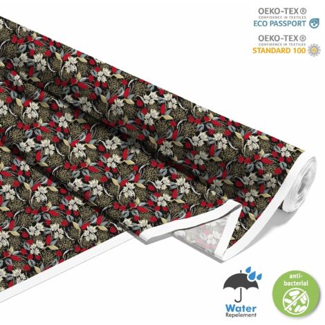 OUTDOOR DEKOSTOFFE OXFORD - Motiv künstlerische Blumen