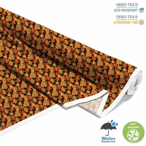 OUTDOOR DEKOSTOFFE OXFORD - Motiv Kürbisse Blätter