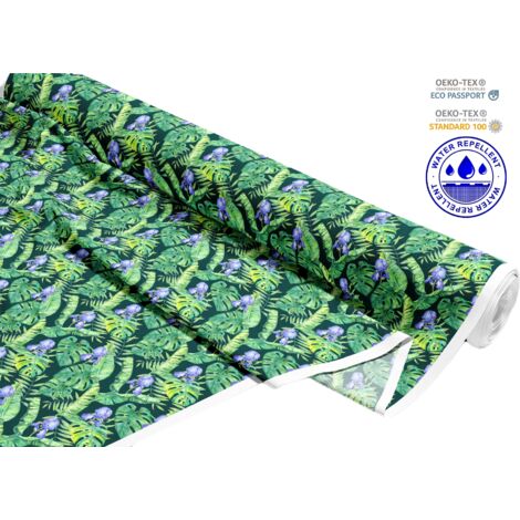 OUTDOOR DEKOSTOFFE OXFORD - Motiv lila Blüten auf grünen Blättern I DR179