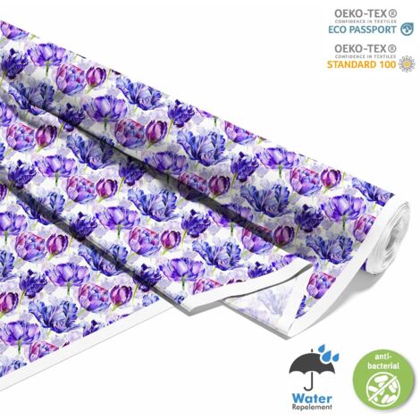 OUTDOOR DEKOSTOFFE OXFORD - Motiv lila Tulpen