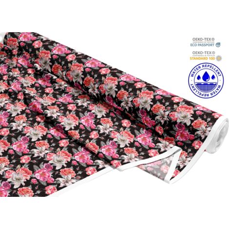 OUTDOOR DEKOSTOFFE OXFORD - Motiv Lilien Pfingstrosen Rosen I DR197