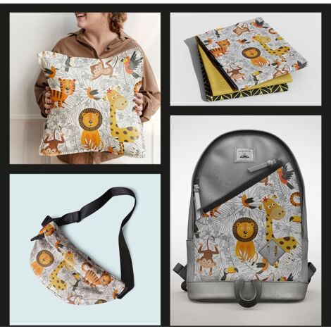 OUTDOOR DEKOSTOFFE OXFORD - Motiv lustiger Zoo