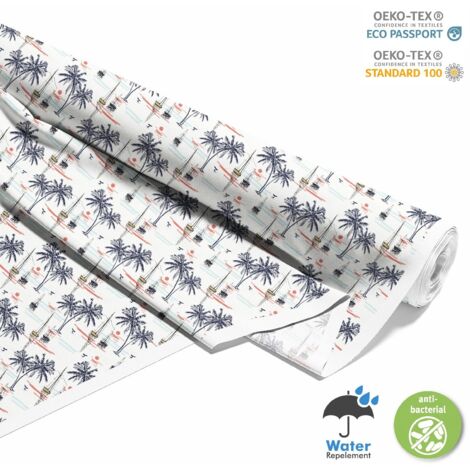 OUTDOOR DEKOSTOFFE OXFORD - Motiv Palmen Segelboote I DX247