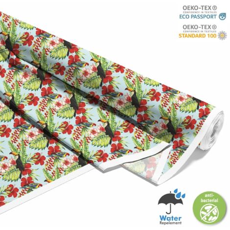 OUTDOOR DEKOSTOFFE OXFORD - Motiv Papageien und Tukan 2 I DX087