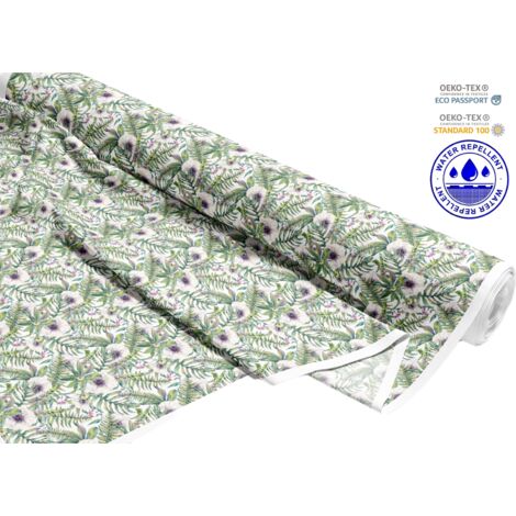 OUTDOOR DEKOSTOFFE OXFORD - Motiv Pastellblumen auf Blättern I DR204