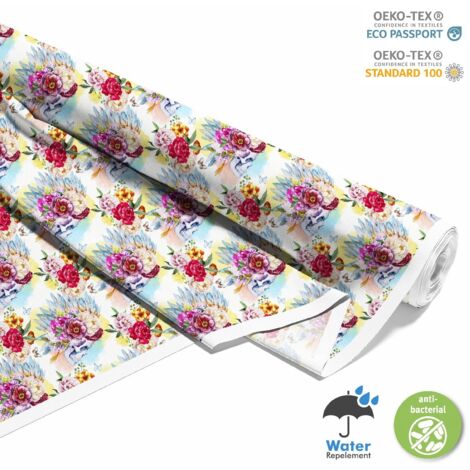 OUTDOOR DEKOSTOFFE OXFORD - Motiv Pfingstrose, Schädel
