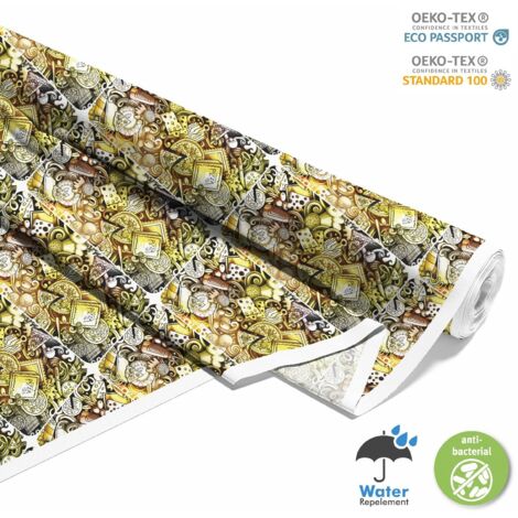 OUTDOOR DEKOSTOFFE OXFORD - Motiv Pizza und Zutaten I DX597