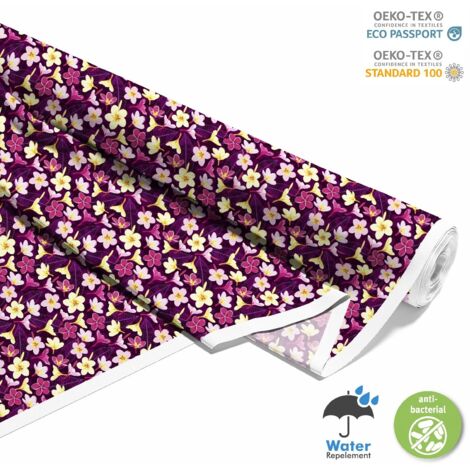 OUTDOOR DEKOSTOFFE OXFORD - Motiv Plumeria auf den Blättern I DX370