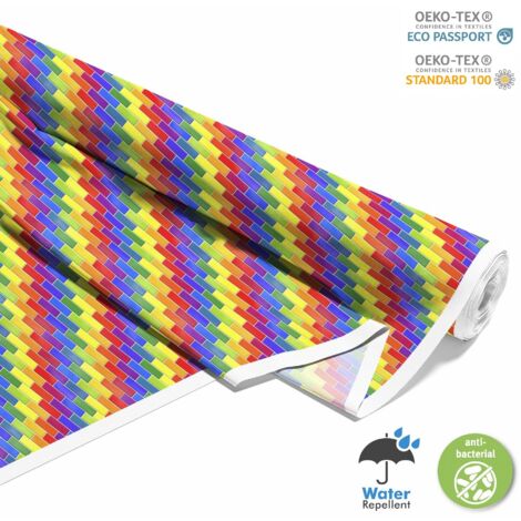 OUTDOOR DEKOSTOFFE OXFORD - Motiv Regenbogen-Ziegel