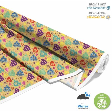 OUTDOOR DEKOSTOFFE OXFORD - Motiv Retro-Herzen