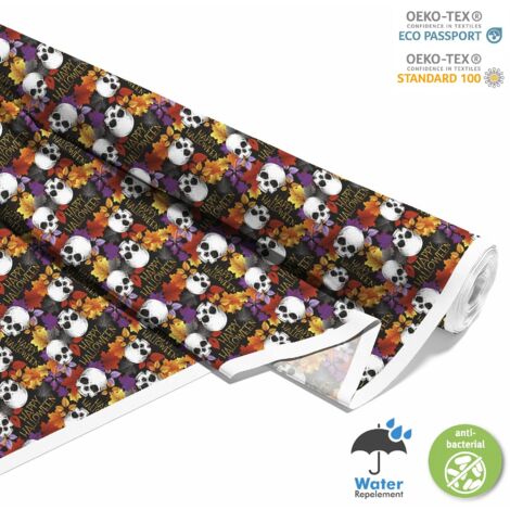 OUTDOOR DEKOSTOFFE OXFORD - Motiv Schädel in den Blättern