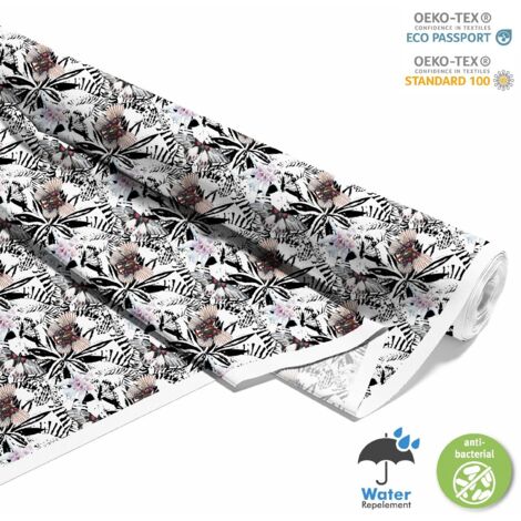 OUTDOOR DEKOSTOFFE OXFORD - Motiv Schmetterling auf schwarzem und weißem