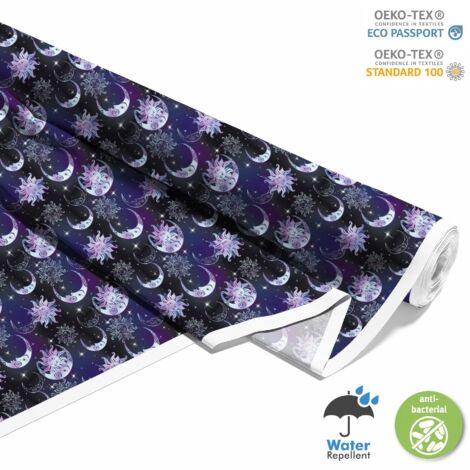 OUTDOOR DEKOSTOFFE OXFORD - Motiv Sonne, Mond und Sterne