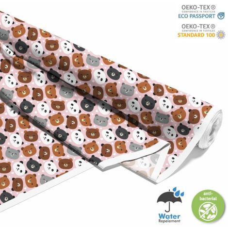 OUTDOOR DEKOSTOFFE OXFORD - Motiv Teddybären auf Rosa
