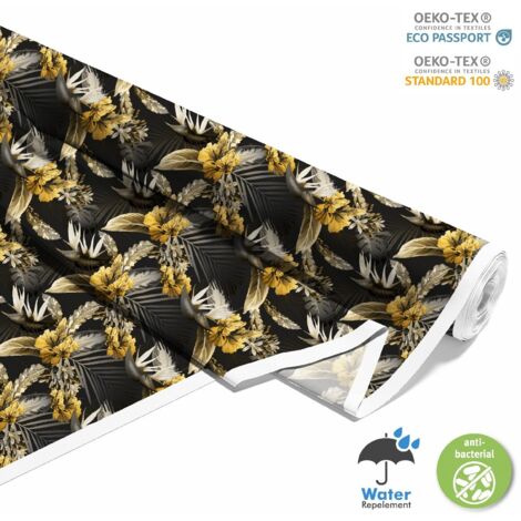 OUTDOOR DEKOSTOFFE OXFORD - Motiv tropische Blumen Aquarell I DX576