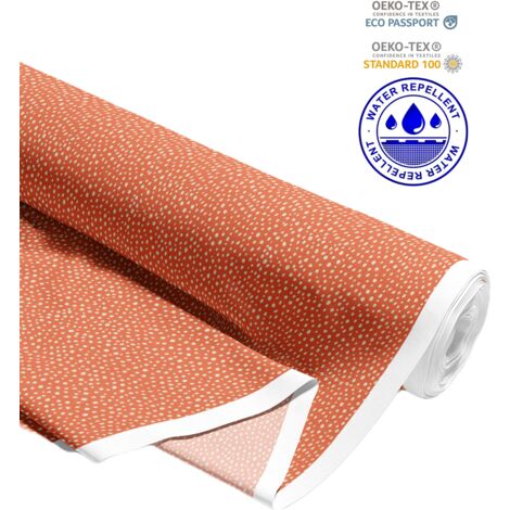 OUTDOOR DEKOSTOFFE OXFORD - Motiv Tupfen auf einem orangefarbenen I DR115