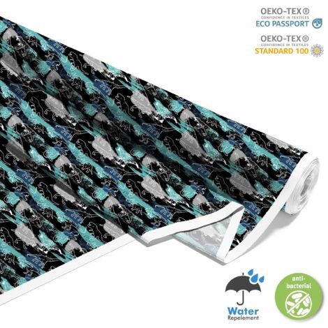 OUTDOOR DEKOSTOFFE OXFORD - Motiv Umrisse von Dinosauriern I DX280