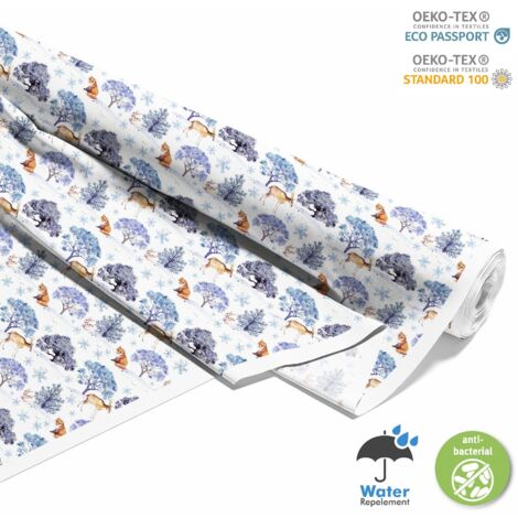 OUTDOOR DEKOSTOFFE OXFORD - Motiv Wald in Schneeflocken