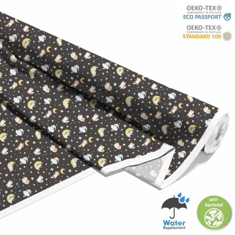 OUTDOOR DEKOSTOFFE OXFORD - Motiv Waschbär und Fuchs in der Nacht I DX553