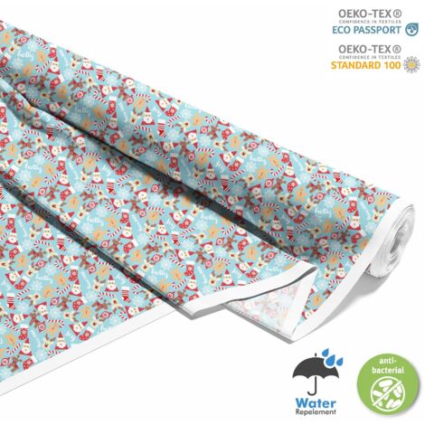 OUTDOOR DEKOSTOFFE OXFORD - Motiv Weihnachten auf blauem