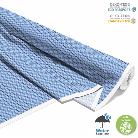 OUTDOOR DEKOSTOFFE OXFORD - Motiv welliges blaues Zickzack