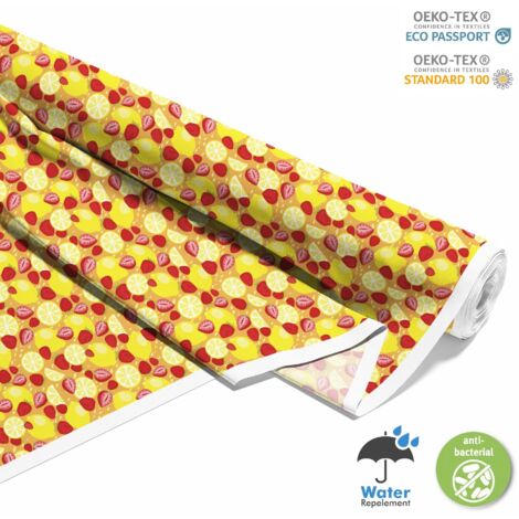 OUTDOOR DEKOSTOFFE OXFORD - Motiv Zitronen und Erdbeeren